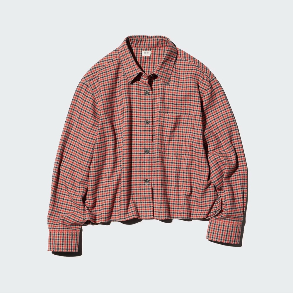 Uniqlo Flannel Boxy Cropped Shirt | Mini Check